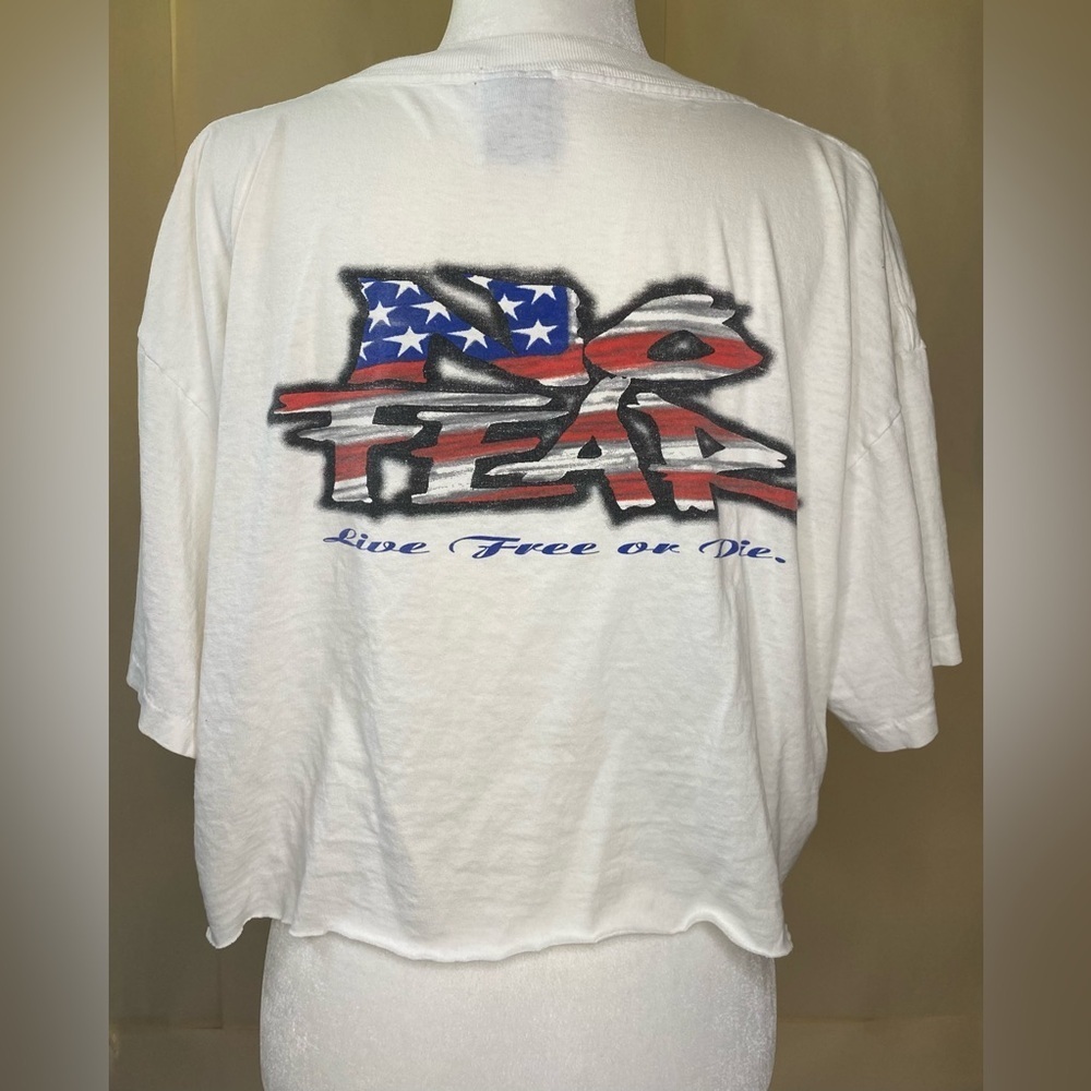 Vintage No Fear Cropped Distressed Cut Tee T Shirt Sz XL